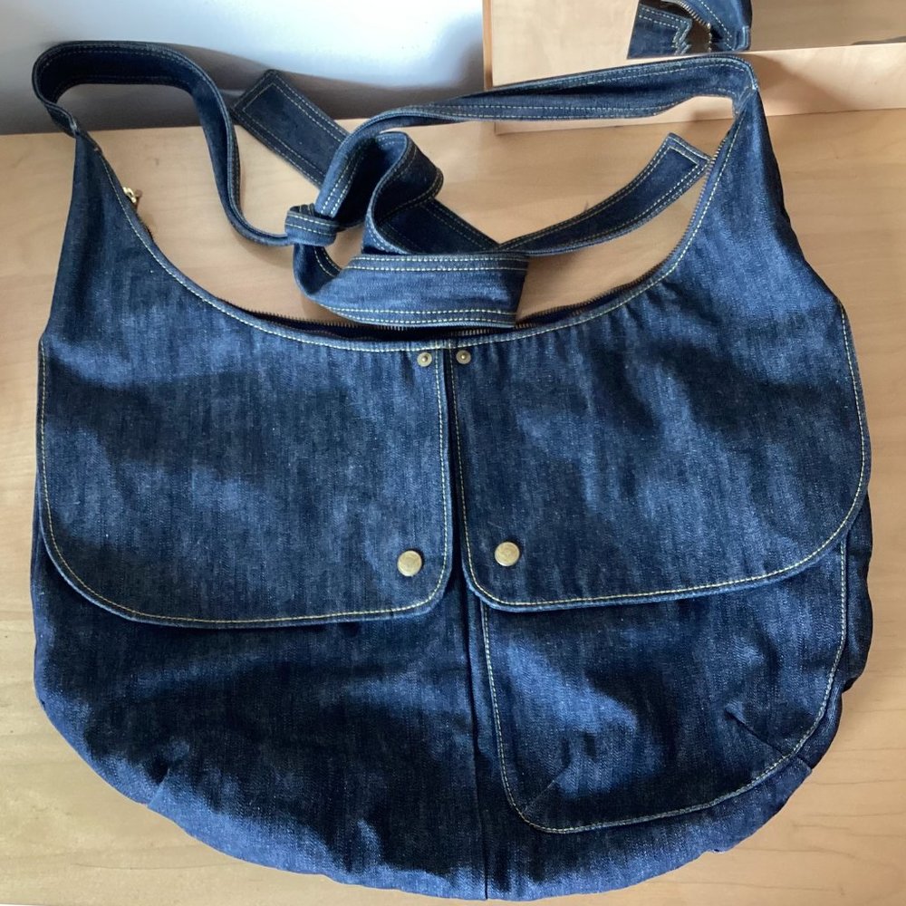 Vintage Finger In The Nose Denim Jumbo Baby Crossbody Bag